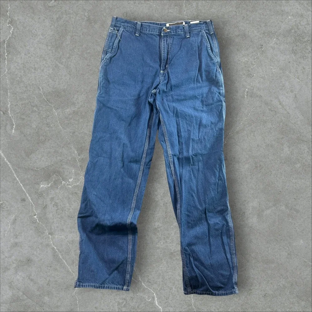 Carhartt Carpenter Jeans Mens 34x34 Blue Dungaree Fit Straight Leg Utility Denim